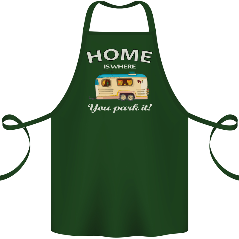 Home Is Where You Park It Caravan Funny Cotton Apron 100% Organic Forest Green
