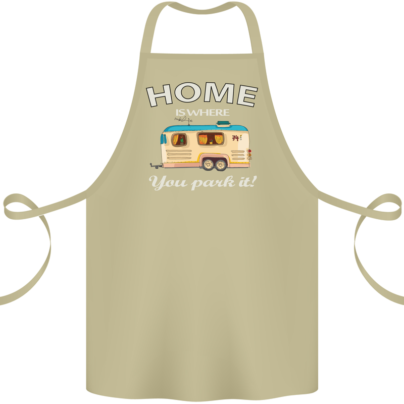 Home Is Where You Park It Caravan Funny Cotton Apron 100% Organic Khaki