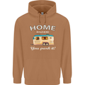 Home Is Where You Park It Caravan Funny Mens 80% Cotton Hoodie Caramel Latte