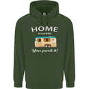 Home Is Where You Park It Caravan Funny Mens 80% Cotton Hoodie Forest Green