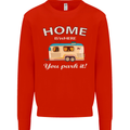 Home Is Where You Park It Caravan Funny Mens Sweatshirt Jumper Bright Red