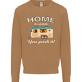 Home Is Where You Park It Caravan Funny Mens Sweatshirt Jumper Caramel Latte