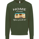 Home Is Where You Park It Caravan Funny Mens Sweatshirt Jumper Forest Green