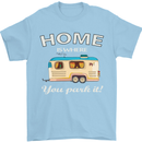 Home Is Where You Park It Caravan Funny Mens T-Shirt Cotton Gildan Light Blue