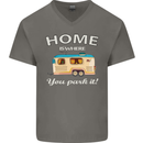 Home Is Where You Park It Caravan Funny Mens V-Neck Cotton T-Shirt Charcoal