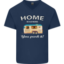 Home Is Where You Park It Caravan Funny Mens V-Neck Cotton T-Shirt Navy Blue