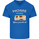 Home Is Where You Park It Caravan Funny Mens V-Neck Cotton T-Shirt Royal Blue