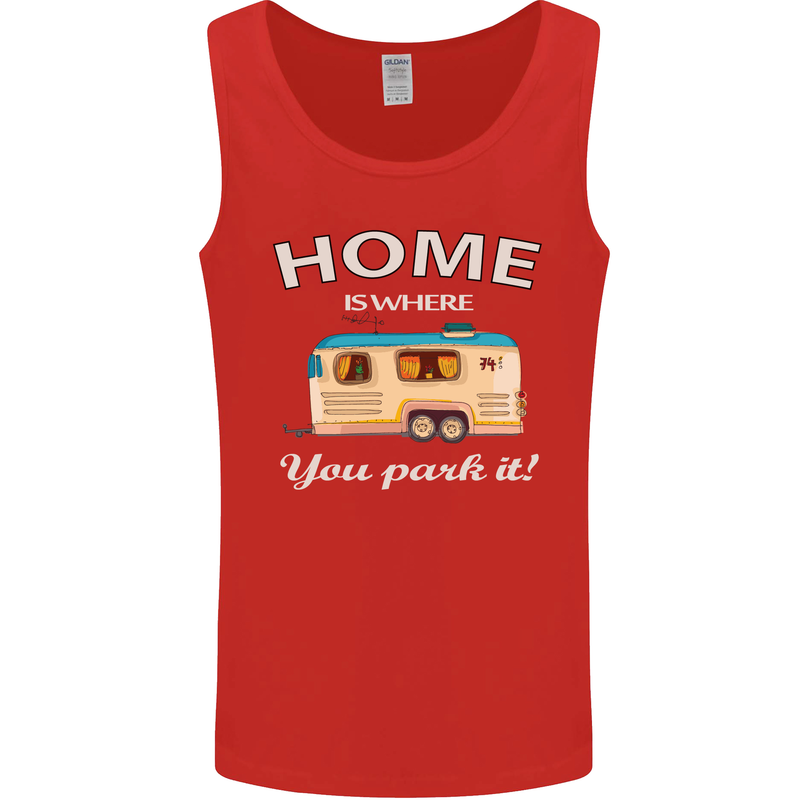 Home Is Where You Park It Caravan Funny Mens Vest Tank Top Red