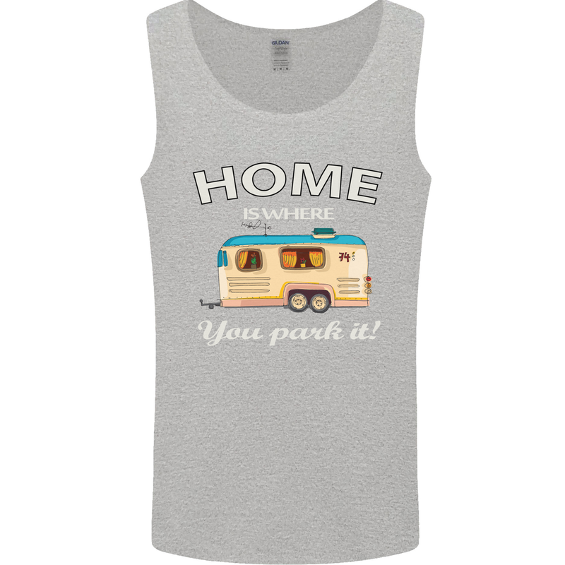 Home Is Where You Park It Caravan Funny Mens Vest Tank Top Sports Grey