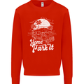 Home Is Where You Park It Funny Caravan Kids Sweatshirt Jumper Bright Red