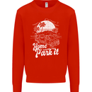 Home Is Where You Park It Funny Caravan Kids Sweatshirt Jumper Bright Red