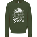 Home Is Where You Park It Funny Caravan Kids Sweatshirt Jumper Forest Green