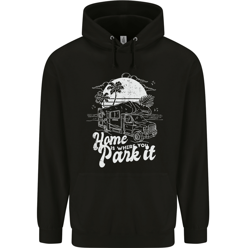 Home Is Where You Park It Funny Caravan Mens 80% Cotton Hoodie Black