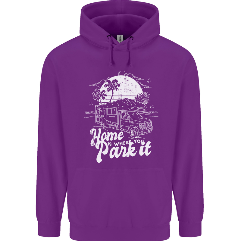 Home Is Where You Park It Funny Caravan Mens 80% Cotton Hoodie Purple