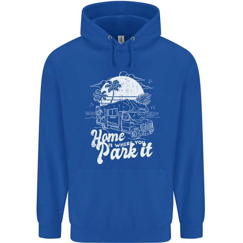 Home Is Where You Park It Funny Caravan Mens 80% Cotton Hoodie Royal Blue
