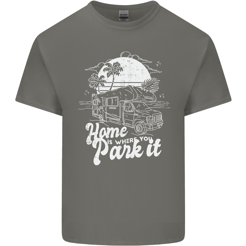 Home Is Where You Park It Funny Caravan Mens Cotton T-Shirt Tee Top Charcoal