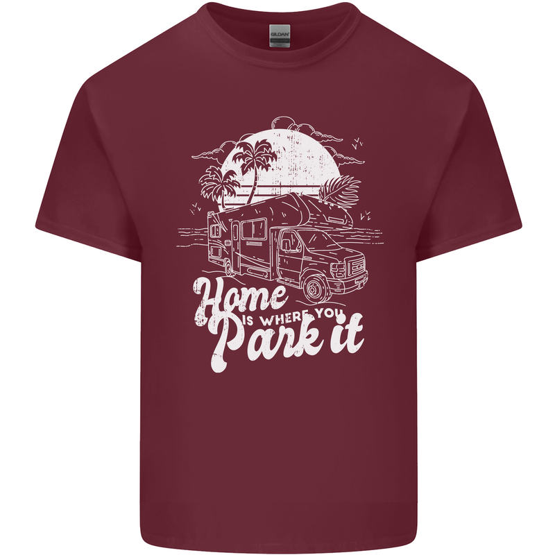Home Is Where You Park It Funny Caravan Mens Cotton T-Shirt Tee Top Maroon