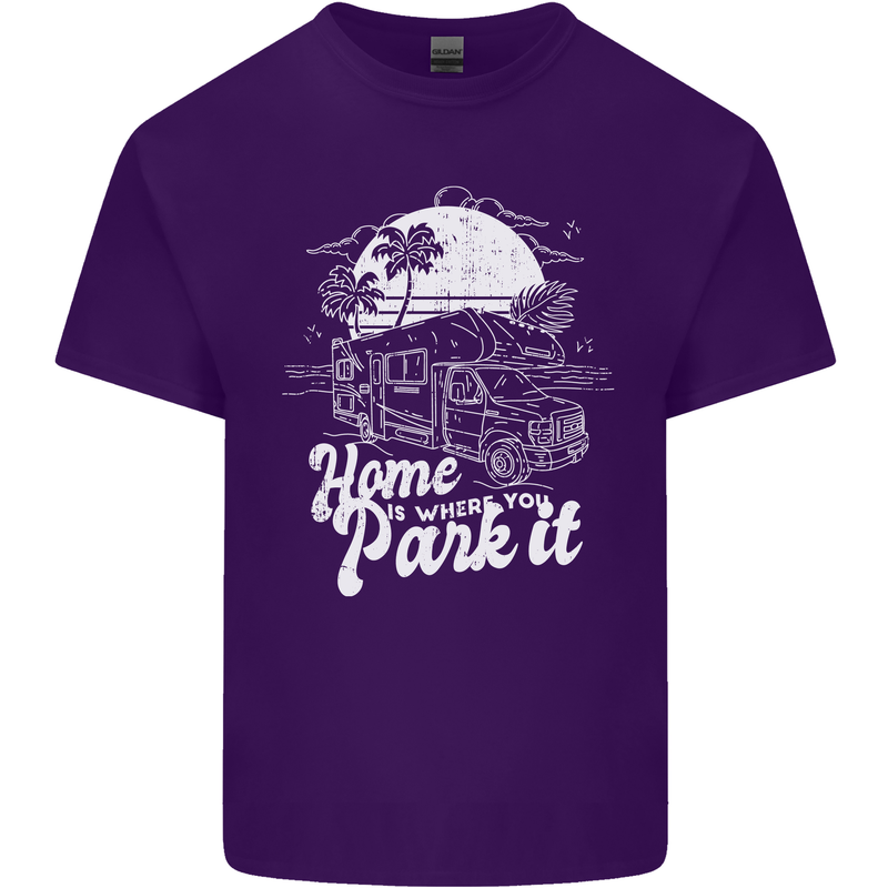 Home Is Where You Park It Funny Caravan Mens Cotton T-Shirt Tee Top Purple