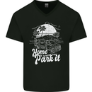 Home Is Where You Park It Funny Caravan Mens V-Neck Cotton T-Shirt Black