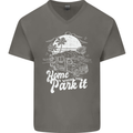 Home Is Where You Park It Funny Caravan Mens V-Neck Cotton T-Shirt Charcoal