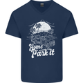 Home Is Where You Park It Funny Caravan Mens V-Neck Cotton T-Shirt Navy Blue