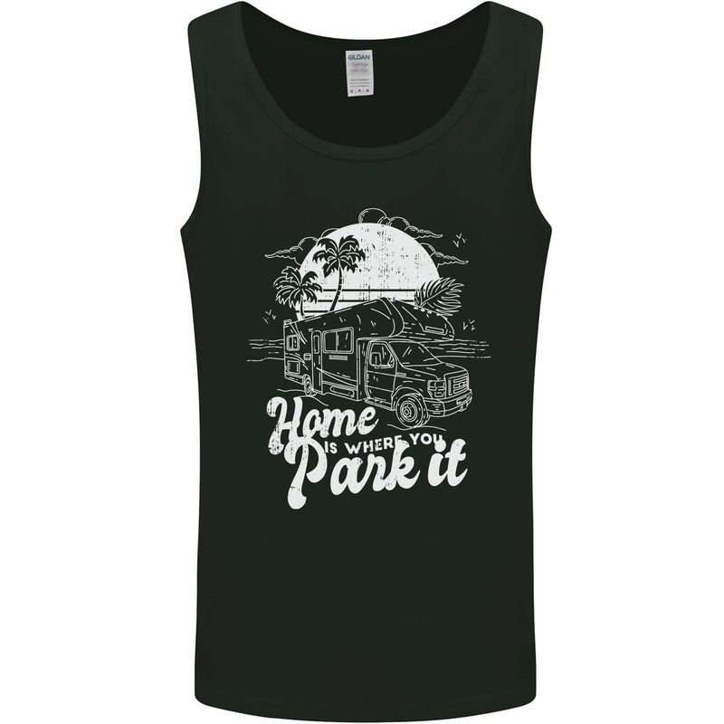 Home Is Where You Park It Funny Caravan Mens Vest Tank Top Black