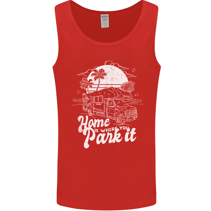 Home Is Where You Park It Funny Caravan Mens Vest Tank Top Red
