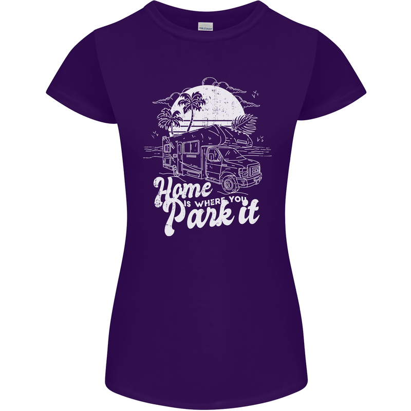Home Is Where You Park It Funny Caravan Womens Petite Cut T-Shirt Purple