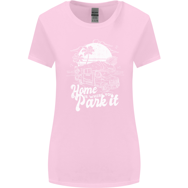 Home Is Where You Park It Funny Caravan Womens Wider Cut T-Shirt Light Pink