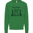 Home Is Where Your Cat Is Funny Kitten Kids Sweatshirt Jumper Irish Green