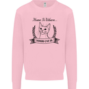 Home Is Where Your Cat Is Funny Kitten Kids Sweatshirt Jumper Light Pink