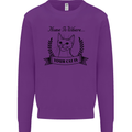 Home Is Where Your Cat Is Funny Kitten Kids Sweatshirt Jumper Purple
