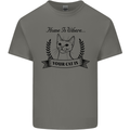 Home Is Where Your Cat Is Funny Kitten Mens Cotton T-Shirt Tee Top Charcoal