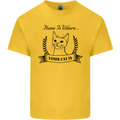 Home Is Where Your Cat Is Funny Kitten Mens Cotton T-Shirt Tee Top Yellow