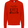 Home Is Where Your Cat Is Funny Kitten Mens Sweatshirt Jumper Bright Red