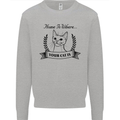 Home Is Where Your Cat Is Funny Kitten Mens Sweatshirt Jumper Sports Grey