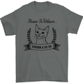 Home Is Where Your Cat Is Funny Kitten Mens T-Shirt Cotton Gildan Charcoal