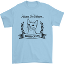 Home Is Where Your Cat Is Funny Kitten Mens T-Shirt Cotton Gildan Light Blue