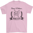 Home Is Where Your Cat Is Funny Kitten Mens T-Shirt Cotton Gildan Light Pink