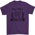 Home Is Where Your Cat Is Funny Kitten Mens T-Shirt Cotton Gildan Purple