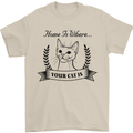 Home Is Where Your Cat Is Funny Kitten Mens T-Shirt Cotton Gildan Sand