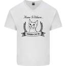 Home Is Where Your Cat Is Funny Kitten Mens V-Neck Cotton T-Shirt White
