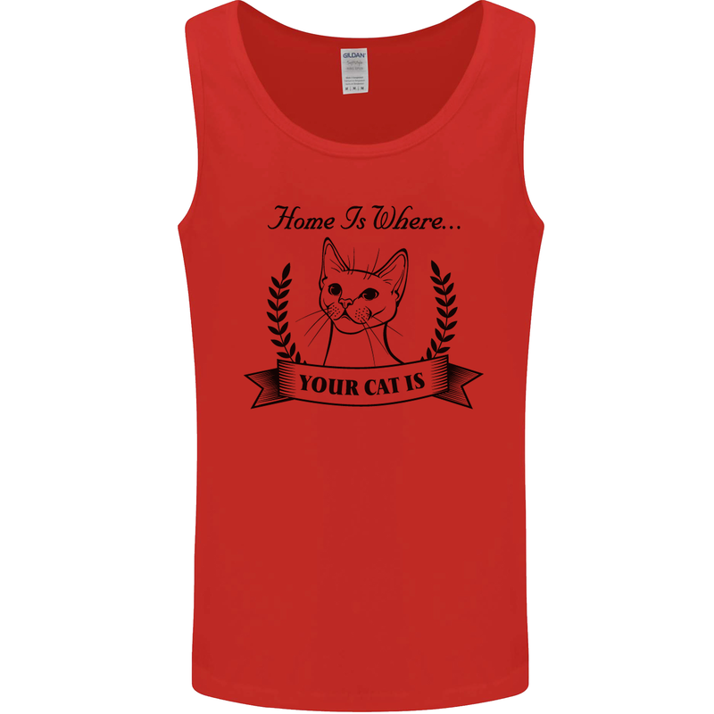 Home Is Where Your Cat Is Funny Kitten Mens Vest Tank Top Red