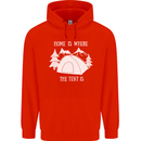 Home Is Where the Tent Is Funny Camping Childrens Kids Hoodie Bright Red