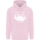 Home Is Where the Tent Is Funny Camping Childrens Kids Hoodie Light Pink