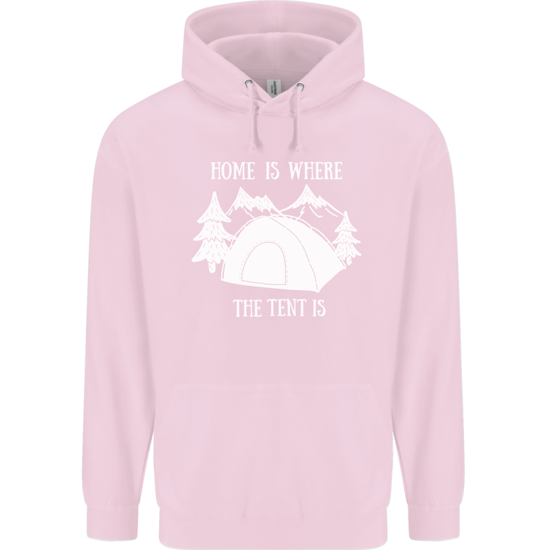 Home Is Where the Tent Is Funny Camping Childrens Kids Hoodie Light Pink