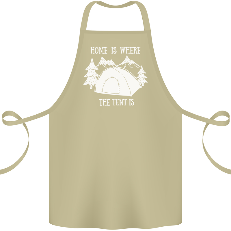 Home Is Where the Tent Is Funny Camping Cotton Apron 100% Organic Khaki