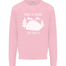 Home Is Where the Tent Is Funny Camping Kids Sweatshirt Jumper Light Pink