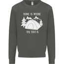 Home Is Where the Tent Is Funny Camping Kids Sweatshirt Jumper Storm Grey