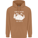 Home Is Where the Tent Is Funny Camping Mens 80% Cotton Hoodie Caramel Latte